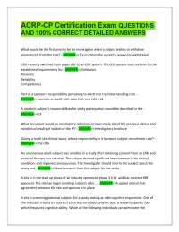 ACRP  FINAL EXAM 2025 QUESTIONS AND ANSWERS
