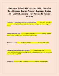 Laboratory Animal Science Exam 2025 | Complete Questions and Correct Answers | Graded A+