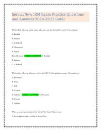 ServiceNow IRM Exam Practice Questions and Answers 2024-2025 Guide