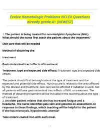 Evolve Hematologic Problems NCLEX Questions already grade A+ [NEWEST]