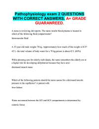 Pathophysiology Exam 2 Practice Test  2026-2026. QUESTIONS WITH CORRECT  ANSWERS