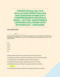 PRAXIS Special Ed: Ck & Applications (5354) Practice Test Questions (forms 2 &1) COMPREHEN