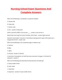 Nursing School Exam Questions And Complete Answers.