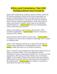 Ethics and Compliance Test UHC Test(Questions and Answers)