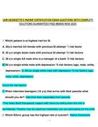 LMR GEORGETTE’S PMHNP CERTIFICATION EXAM QUESTIONS WITH COMPLETE  SOLUTIONS