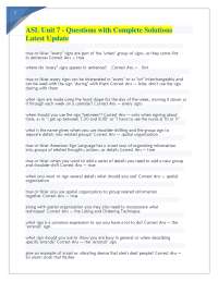 ASL Unit 7 - Questions with Complete Solutions Latest Update.