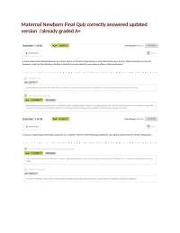 Maternal Newborn Final Quiz correctly answered updated version  /already graded A+