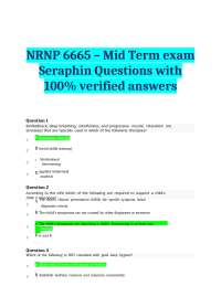 NRNP 6665 – Mid Term exam Seraphin Questions with 100% verified answers