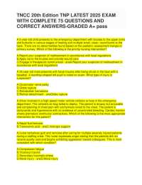 TNCC 20th Edition TNP LATEST 2025 EXAM WITH COMPLETE 75 QUESTIONS AND CORRECT ANSWERS-GRAD