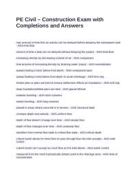 PE Civil – Construction Exam with Completions and Answers