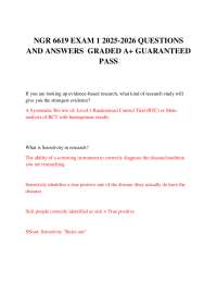 NGR 6619 EXAM 1 2025-2026 QUESTIONS AND ANSWERS  GRADED A+ GUARANTEED PASS