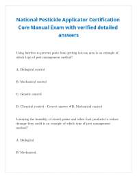 National Pesticide Applicator Certification Core Manual Exam with verified detailed answer