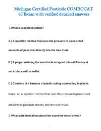 Michigan Certified Pesticide COMBOCAT 6J Exam with verified detailed answers