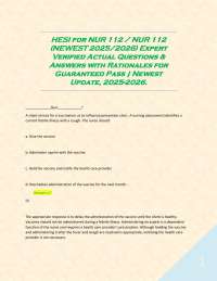 HESI for NUR 112 / NUR 112 (NEWEST 2025/2026) Expert Verified Actual Questions & Answers w