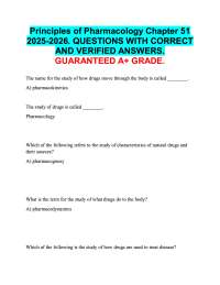 Principles of Pharmacology Chapter 51  2025-2026. QUESTIONS WITH CORRECT  ANSWERS.