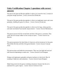 Unity Certification Chapter 1 questions with correct answers