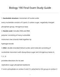 Biology 190 Final Exam Study Guide