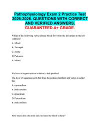 Pathophysiology Exam 2 Practice Test  2025-2026. QUESTIONS WITH  CORRECT ANSWERS. A+ GRADE