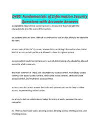 D430: Fundamentals of Information Security Questions with Accurate Answers