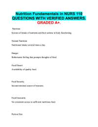 Nutrition Fundamentals in NURS 110  QUESTIONS WITH VERIFIED ANSWERS.  GRADED A+.