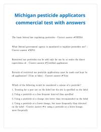 Michigan pesticide applicators commercial test with answers