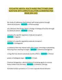 PSYCHIATRIC MENTAL HEALTH NURSE PRACTITIONER EXAM  QUESTIONS WITH COMPLETE SOLUTIONS