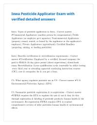Iowa Pesticide Applicator Exam 2025 with verified detailed answers