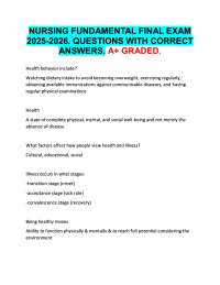 NURSING FUNDAMENTAL FINAL EXAM  2025-2026. QUESTIONS WITH CORRECT  ANSWERS. A+ GRADED.