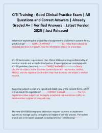 CITI Training - Good Clinical Practice Exam | All Questions and Correct Answers
