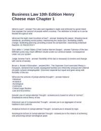 Business Law 10th Edition Henry Cheese man Chapter 1. Questions and Answers