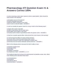 Pharmacology ATI Question Exam #1 & Answers Correct 100%