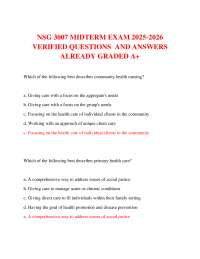 NSG 3007 MIDTERM EXAM 2025-2026 VERIFIED QUESTIONS  AND ANSWERS ALREADY GRADED A+