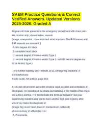 SAEM Practice Questions & Correct Verified Answers. Updated Versions 2025-2026. Graded A