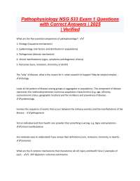 Pathophysiology NSG 533 Exam 1 Questions with Correct Answers  2025  Verified