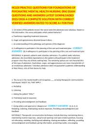 NCLEX PRACTICE QUESTIONS FOR FOUNDATIONS OF PSYCHIATRIC MENTAL HEALTH NURSING (RN) EXAM QU