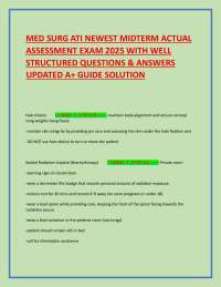 MED SURG ATI NEWEST MIDTERM ACTUAL ASSESSMENT EXAM 2025  STRUCTURED QUESTIONS & ANSWERS