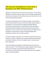 HSI Instructor Development Course Exam || Questions and 100% Verified Answers