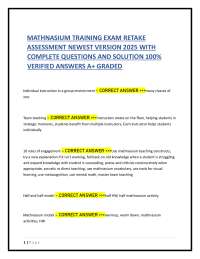 MATHNASIUM TRAINING EXAM RETAKE ASSESSMENT NEWEST VERSION 2025 COMPLETE ANSWERED QUESTIONS