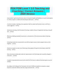 PGA PGM Level 1 3.0 Teaching and Coaching  Correct Answers  2025 Version