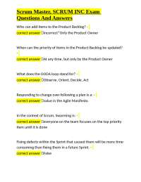 Scrum Master, SCRUM INC Exam Questions And Answers