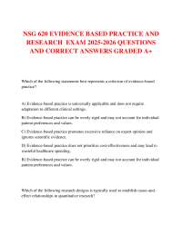 NSG 620 EVIDENCE BASED PRACTICE AND RESEARCH  EXAM 2025-2026 QUESTIONS AND CORRECT ANSWERS