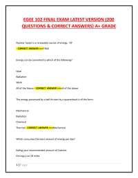 EGEE 102 FINAL EXAM LATEST VERSION (200  QUESTIONS & CORRECT ANSWERS) A+ GRADE