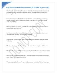ALAT Certification Study Questions with Verified Answers
