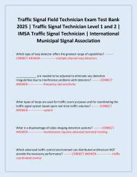 Traffic Signal Field Technician Exam Test Bank 2025 | Traffic Signal Technician Level Exam
