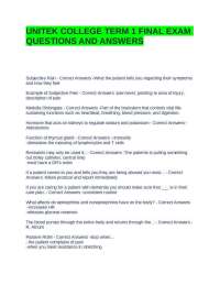 UNITEK COLLEGE TERM 1 FINAL EXAM QUESTIONS AND ANSWERS