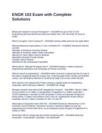 ENGR 103 Exam with Complete Solutions
