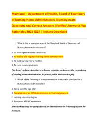 Maryland – Department of Health, Board of Examiners  of Nursing Home Administrators licens