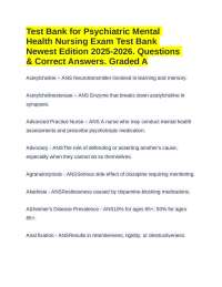 Test Bank for Psychiatric Mental Health Nursing Exam Test Bank Newest Edition 2025-2026.