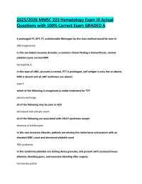 2025/2026 MMSC 223 Hematology Exam III Actual   Questions with 100% Correct Exam GRADED A