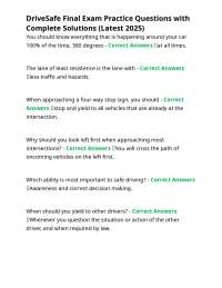 DriveSafe Final Exam Practice Questions with Complete Solutions (Latest 2025)